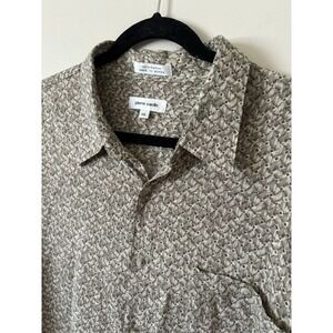 Pierre Cardin Men's LoungeShort-sleeve Button Up Shirt 100%Rayon Tan brown SzXXL